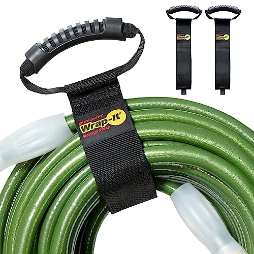 Easy-Carry Wrap-It Storage Straps - 28” (2-Pack) – Heavy-Duty Hook and Loop Extension Cord Carrying Strap, Hanger, Keeper, Organizer with Handle for Pool, Boat, RV, Garden Hoses, Cords, and Cables